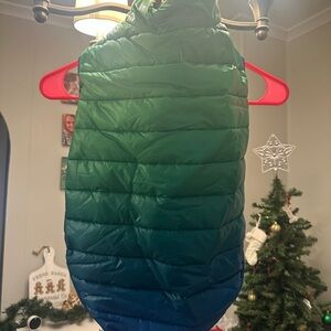 Green and Blue Ombre Puffer Vest